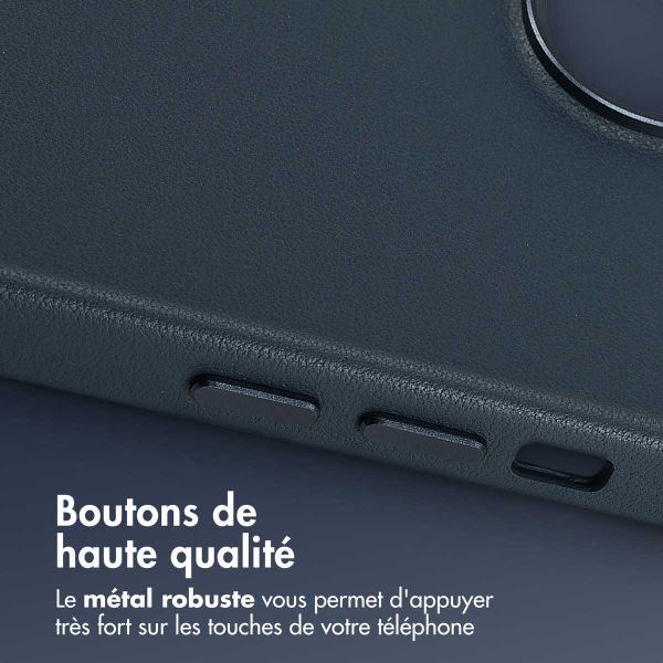 Accezz Coque arrière en cuir avec MagSafe Apple iPhone 15 - Nightfall Blue