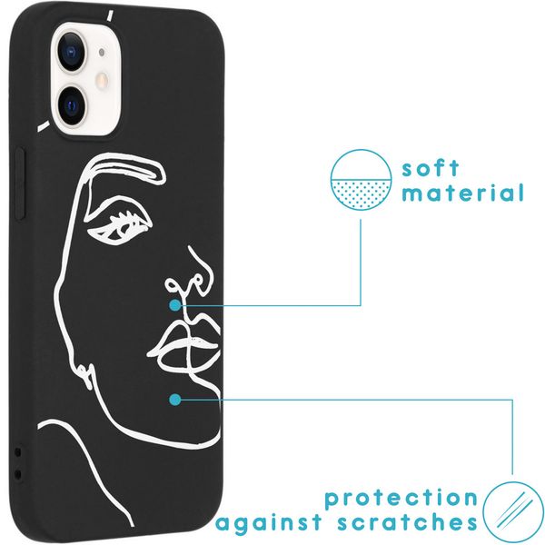 imoshion Coque Design iPhone 12 Mini - Visage abstrait - Blanc