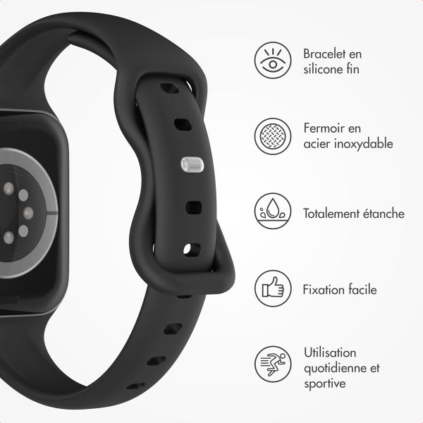 imoshion Bracelet en silicone fin Apple Watch Series 1-10 / SE / Ultra (2) (44/45/46/49 mm) - Noir