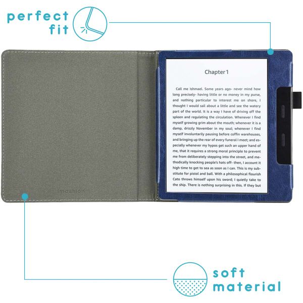 imoshion Étui de liseuse en cuir végan Amazon Kindle Oasis 3 - Bleu