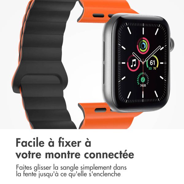 imoshion Bracelet magnétique en silicone Apple Watch Apple Watch Series 1 á 10 / SE / Ultra (2) (44/45/46/49 mm) - Orange / Noir