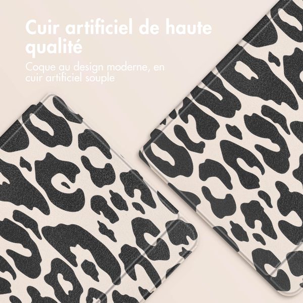 imoshion Design Slim Hard Sleepcover avec support Kobo Libra Colour - Leopard