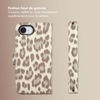 Selencia Étui de télephone portefeuille imprimé léopard Sabi Apple iPhone 16e - Soft Ivory