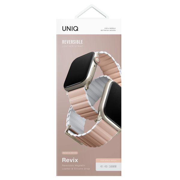 Uniq Bracelet double face Revix Premium Edition Apple Apple Watch Series 1 á 9 / SE (38/40/41 mm) | Series 10 (42 mm) - Blanc/Rose Blush