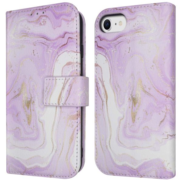 imoshion Étui de télephone portefeuille Design Apple iPhone SE (2022 / 2020) / 8 / 7 / 6(s) - Purple Marble