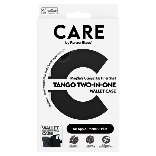 CARE by PanzerGlass Étui de téléphone portefeuille Tango 2-en-1 avec MagSafe iPhone 16 Plus - Noir