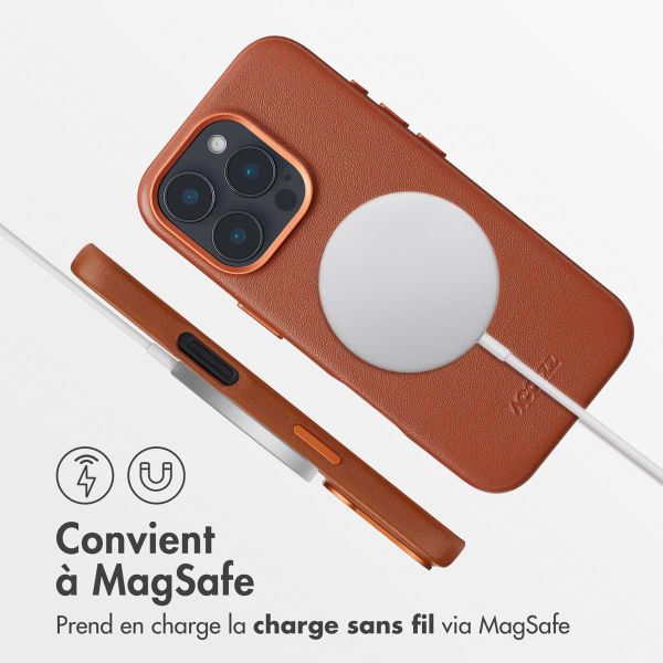 Accezz Coque arrière en cuir avec MagSafe iPhone 16 Pro - Sienna Brown