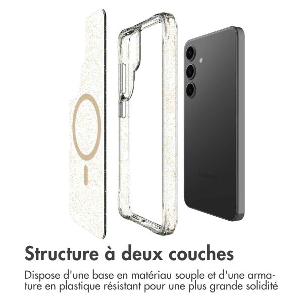 imoshion Coque arrière transparente Pailletée avec MagSafe Samsung Galaxy S24 - Doré