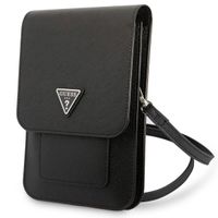 Guess Sac téléphone Saffiano Triangle - Convient aux smartphones jusqu'à 7 pouces - Noir