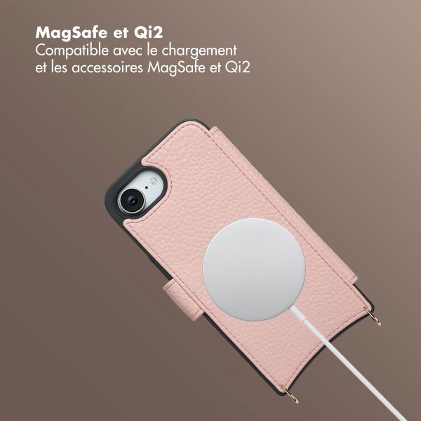Selencia Étui Riva avec MagSafe et cordon de téléphone Apple iPhone 16e - Old Pink