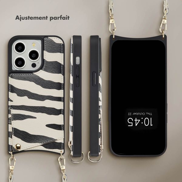 Selencia Coque de télephone Nova avec cordon et porte-cartes Apple iPhone 14 Pro - Zazzy Zebra