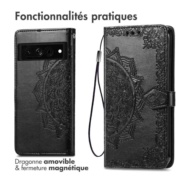 imoshion Etui de téléphone portefeuille Mandala Google Pixel 7 Pro - Noir