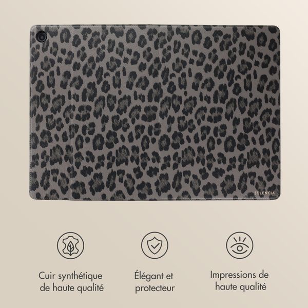 Selencia Coque tablette Sabi avec imprimé léopard Samsung Galaxy Tab A11 Plus - Midnight Black