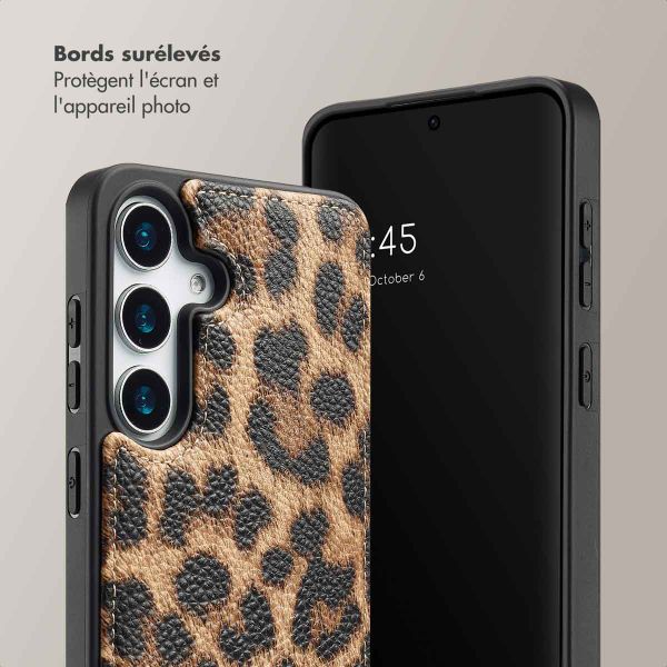 Selencia Coque arrière avec cordon et porte-cartes Nova Samsung Galaxy S25  - Leopard