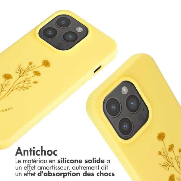 imoshion Coque design en silicone avec cordon Apple iPhone 15 Pro - Flower Yellow