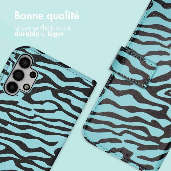 imoshion Étui de télephone portefeuille Design Samsung Galaxy A32 (5G) - Black Blue Stripes