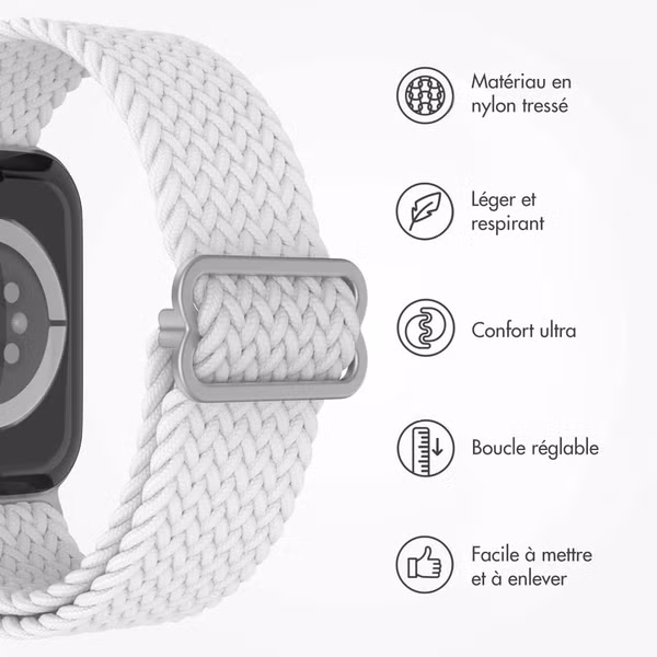 imoshion Bracelet tissé en nylon Apple Watch Series 1 á 9 / SE (38/40/41 mm) | Series 10 / 11 (42 mm) - Blanc