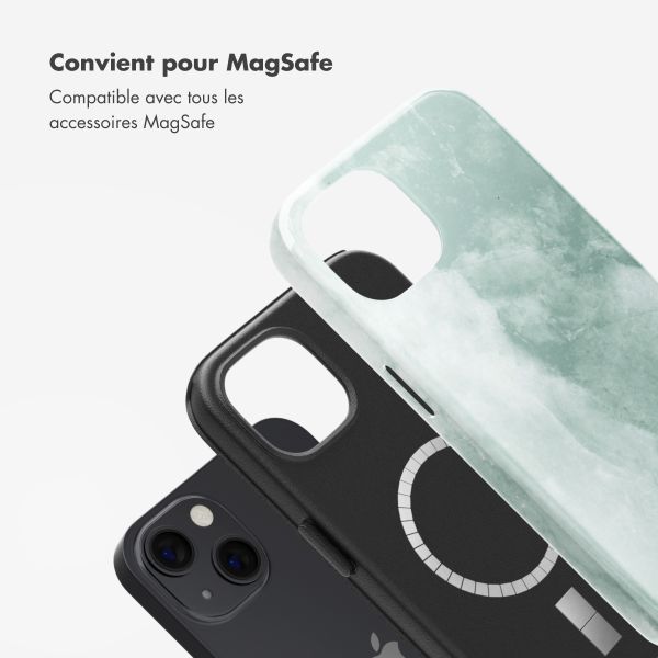 Selencia Coque arrière Vivid Tough avec MagSafe iPhone 13 - Marble Grayed Jade