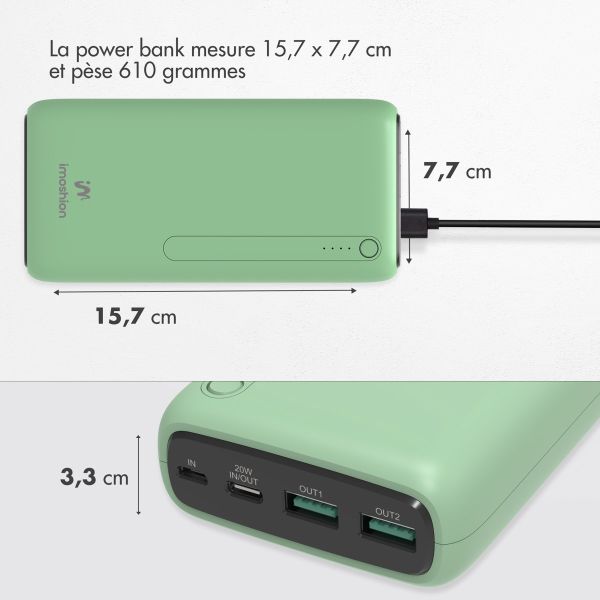 imoshion Batterie externe - 27.000 mAh - Quick Charge et Power Delivery - Vert