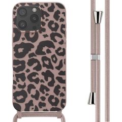 imoshion Coque design en silicone avec cordon Apple iPhone 16 Pro Max - Animal Pink