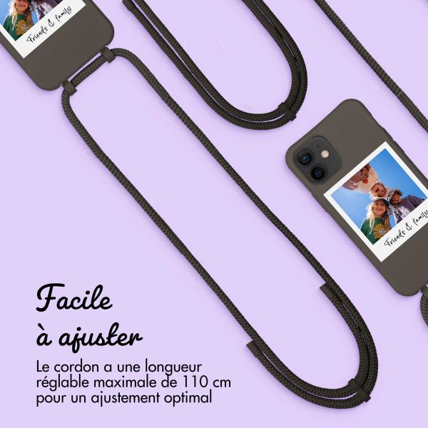 Coque de couleur personnalisée MagSafe avec cordon amovible et Polaroid iPhone 12 Pro - Black Coffee