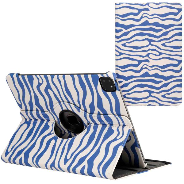 imoshion Coque Design rotatif à 360° Apple iPad Pro 12.9 (2018/2020/2021/2022) - White Blue Stripes