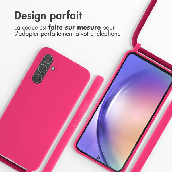 imoshion ﻿Coque en silicone avec cordon Samsung Galaxy A54 (5G) - Rose Fluo