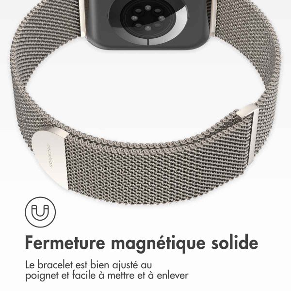 imoshion Bracelet magnétique milanais Apple Watch Series 1-10 / SE / Ultra (2) - 42/44/45/46/49 mm - Taille M - Starlight