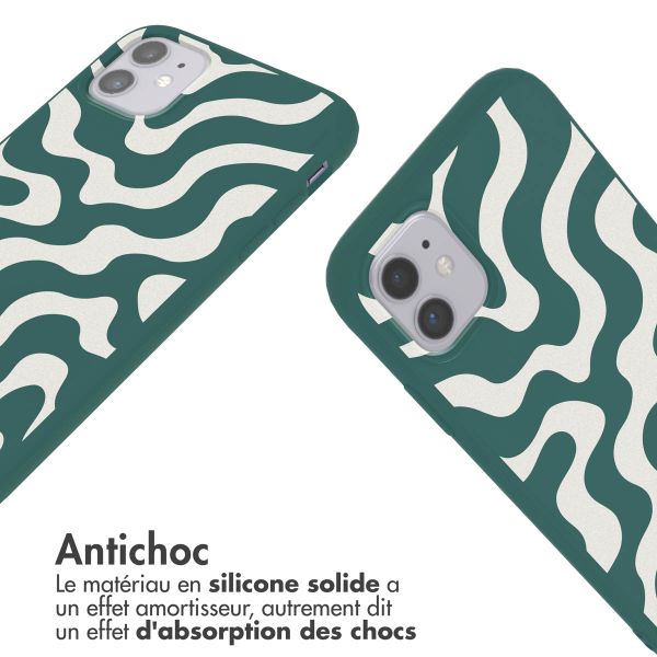imoshion Coque design en silicone avec cordon Apple iPhone 11 - Petrol Green Groovy