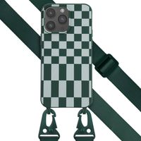 Selencia ﻿Coque design en silicone avec cordon amovible iPhone 14 Pro Max - Irregular Check Green