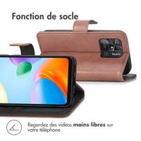 imoshion Étui de téléphone portefeuille Luxe Xiaomi Redmi 10C - Brun