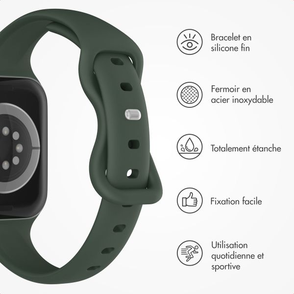 imoshion Bracelet en silicone fin Apple Watch Series 1-10 / SE / Ultra (2) (44/45/46/49 mm) - Vert Olive