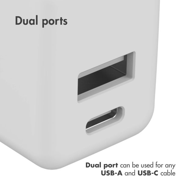 imoshion Wall Charger - Chargeur - Connexion USB-C et USB - Power Delivery - 20 Watt - Blanc