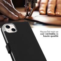 Selencia Étui portefeuille en cuir véritable Apple iPhone 14 Plus - Noir