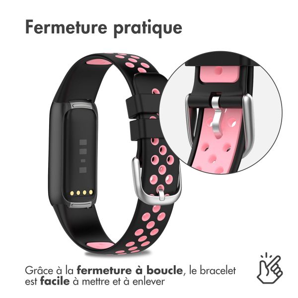 imoshion Bracelet sportif en silicone Fitbit Luxe - Noir/Rose