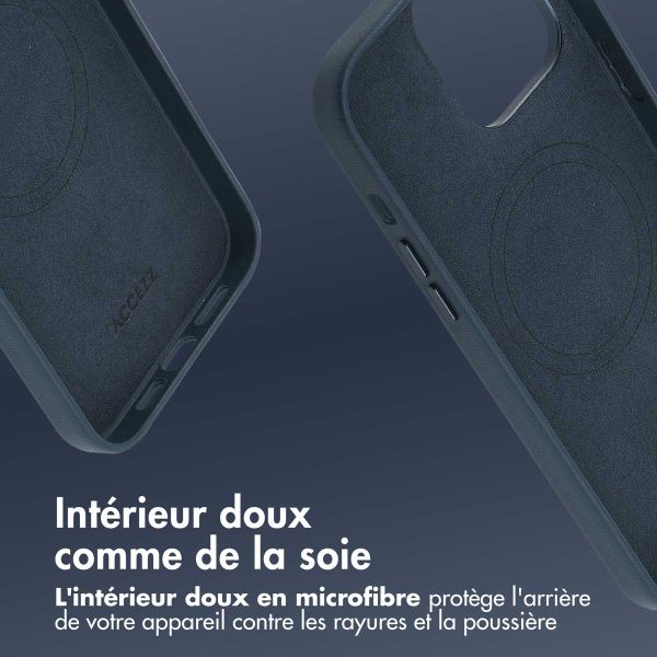 Accezz Coque arrière en cuir avec MagSafe Apple iPhone 14 Pro Max - Nightfall Blue