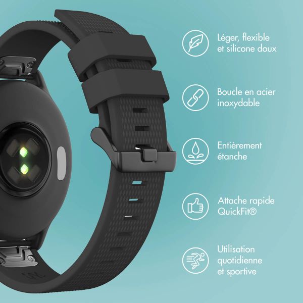 imoshion Bracelet QuickFit® en silicone  - Connexion Garmin 22 mm - Noir