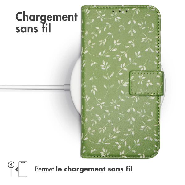 imoshion Étui de télephone portefeuille Design Samsung Galaxy S22 - Green Flowers