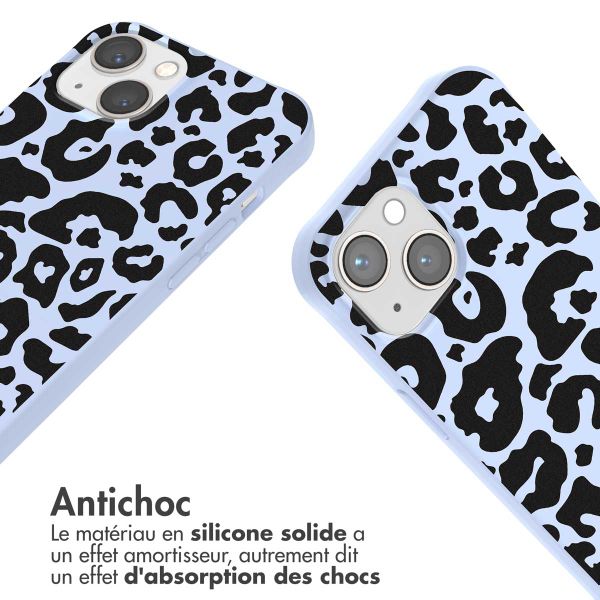 imoshion Coque design en silicone avec cordon Apple iPhone 14 - Animal Lila