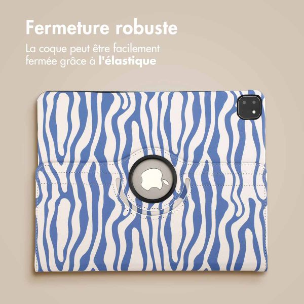 imoshion Coque tablette Design rotatif à 360° Apple iPad Air 13 pouces (2025) M3 / (2024) M2 - White Blue Stripes