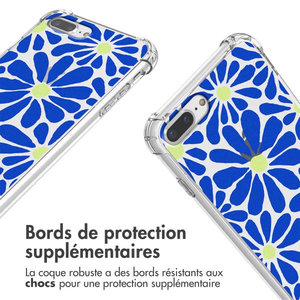 imoshion Coque Design avec cordon iPhone 8 Plus / 7 Plus - Cobalt Blue Flowers Connect