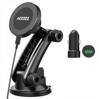 Accezz Support de téléphone pour voiture - MagSafe - Chargeur sans fil - Universel - Tableau de bord et pare-brise - Noir