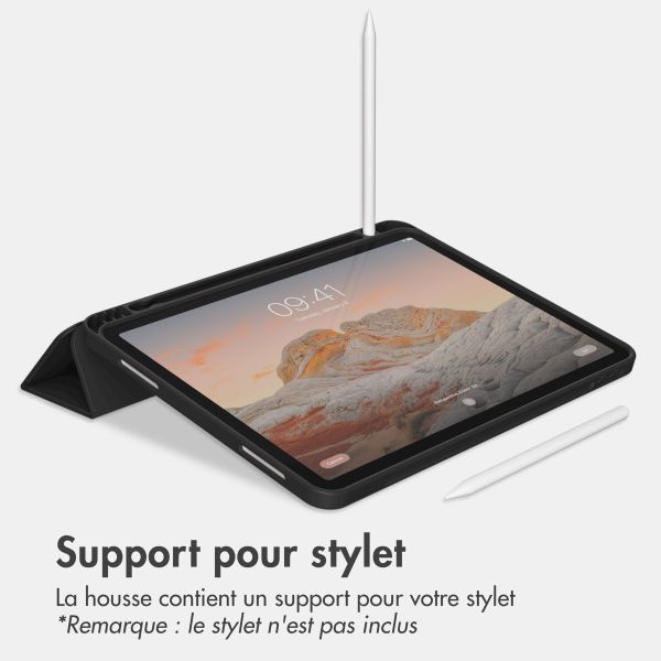 Accezz Étui de téléphone portefeuille Smart Silicone iPad Air 13 pouces (2024) M2 - Noir