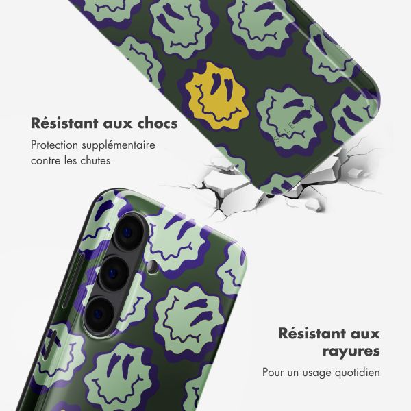 Selencia Coque arrière Vivid Samsung Galaxy S24 - Wavy Smiley Green