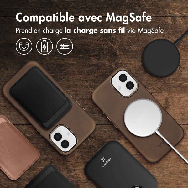 Accezz Coque MagSafe en cuir vintage Apple iPhone 16 - Rustic Brown