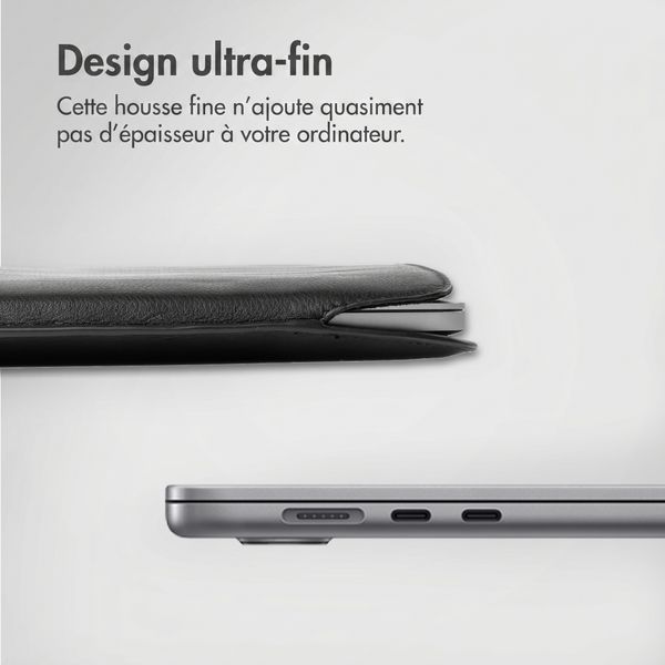 Accezz Leather Pochette ordinateur Apple MacBook 13 pouces - Noir