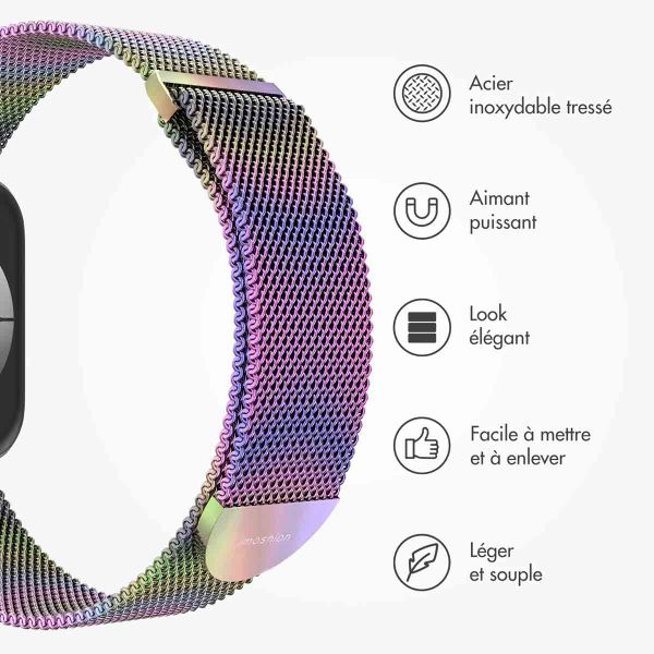 imoshion Bracelet magnétique milanais Apple Watch Series 1 - 9 / SE (38/40/41 mm) | Series 10 / 11 (42 mm) - Taille M - Colorful