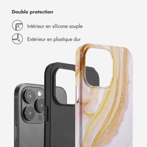 Selencia Coque arrière Vivid Tough iPhone 14 Pro Max - Chic Marble Gold