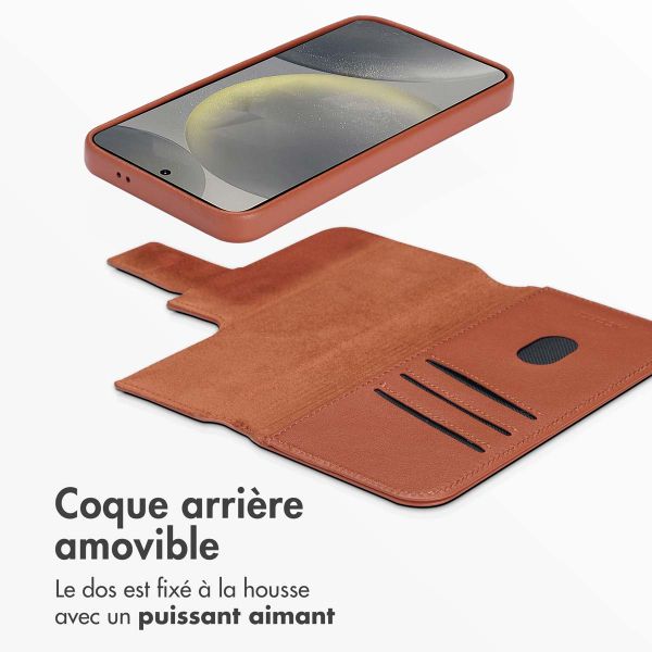 Accezz Étui de télephone portefeuille en cuir 2-en-1 avec MagSafe Samsung Galaxy S24 - Sienna Brown