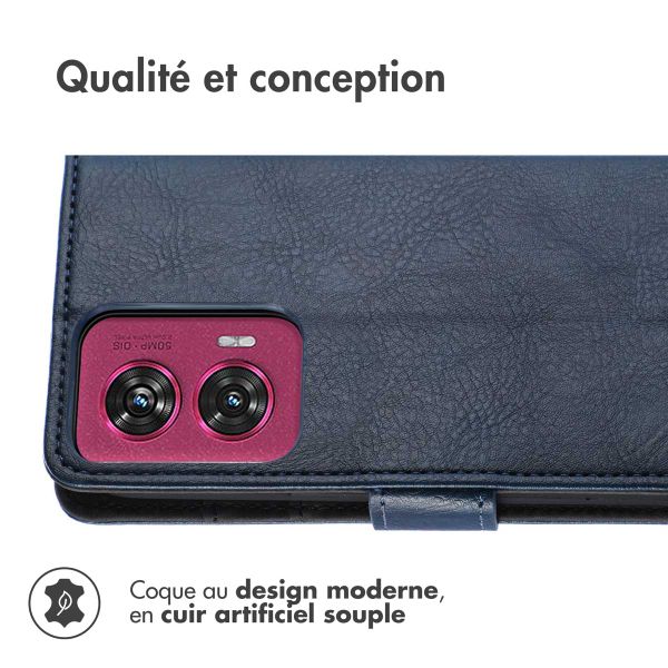 imoshion Étui de téléphone portefeuille Luxe Motorola Edge 50 Fusion - Bleu foncé